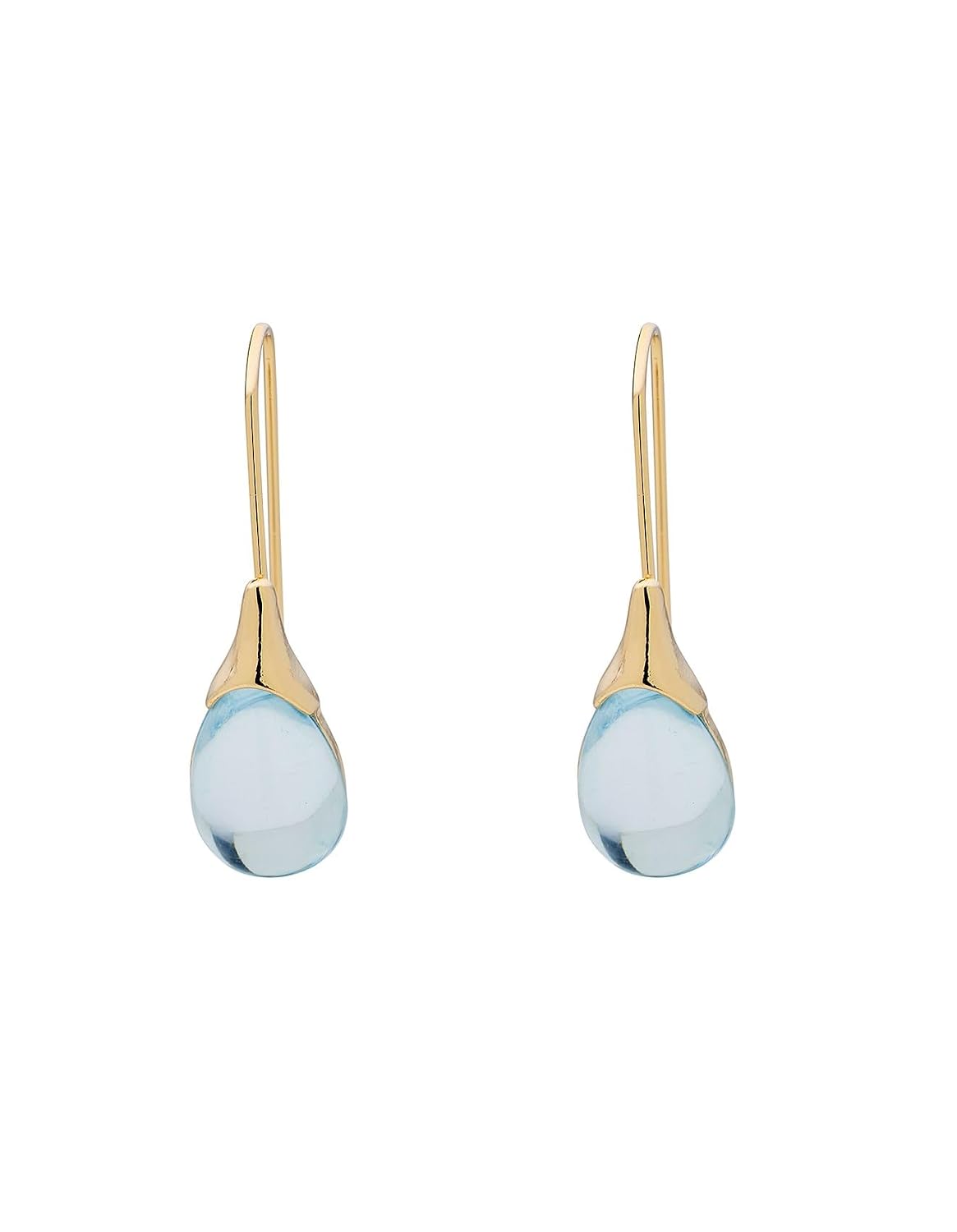 El Regalo Beverly Mint Designs Minimalist Teardrop Drop Earrings for Women & Girls - Classy Pastel Glass Stone Dangle Hooks for Western & Indo-Western Outfits (Aquamarine)