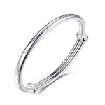 El Regalo Cute 1PC Adjustable Baby Bangle Bracelet for Girls & Boys - 925 Silver Plated Infant Bracelet with Sparkly Beads, Bell & Heart Charm - Ideal Gift for Babies & Toddlers (5cms Diameter) (Style-2)