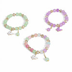 El Regalo 3PCs Butterfly Crystal Beads Tassel Bracelet Combo With Cute Enamel Butterfly Charms for Girls/Teens/Women (Option-2)