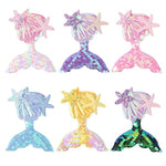 El Regalo 6 PCs Mermaid Hair Clips Glitter Reversible Sequin Bows Barrettes Set for Baby Girl Kids Teens & Women