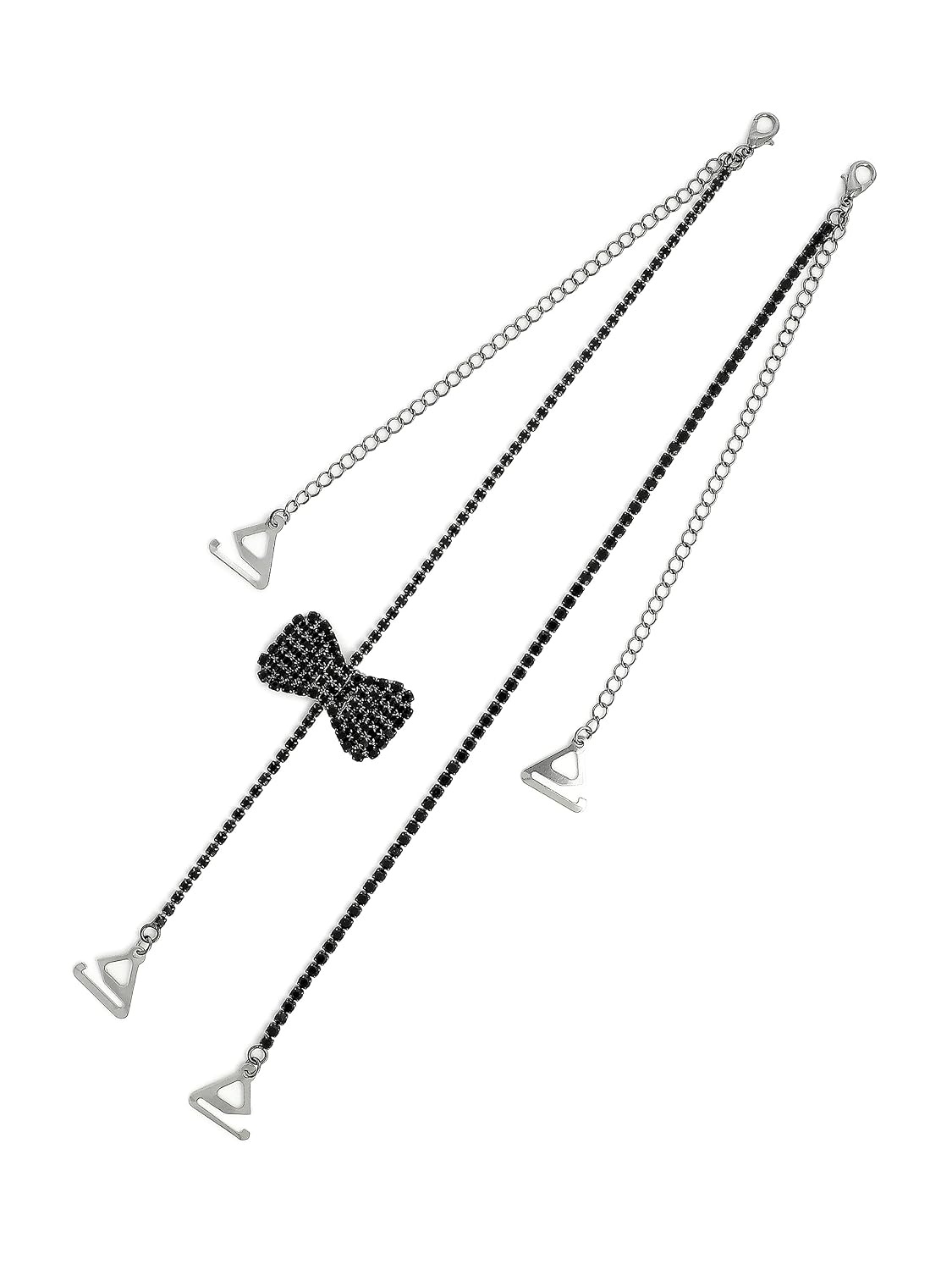 El Regalo 1 Pair Fancy Crystal Bow Bra Shoulder Straps- Beauty Back Shoulder Strap Bra Adjustable Shoulder Strap for Wedding/Party Gowns (Black)