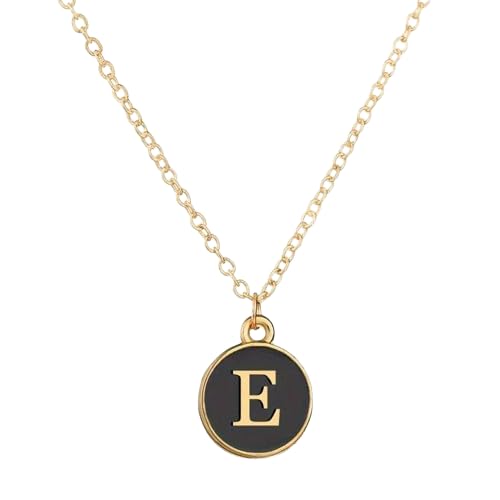 El Regalo Name Initials Personalized Unisex Pendant Necklace - Enameled Letter Small Pendant With Stainless Steel Chain (E Letter)