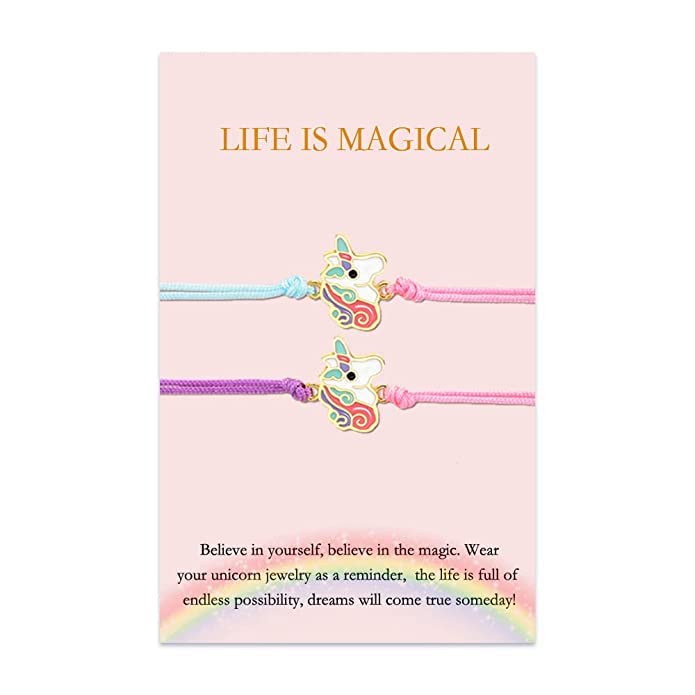 El Regalo Unicorn BFF Bracelets for 2 Girls/Kids/Teens Matching Friendship Bracelet- Best Friend Jewelry for Besties