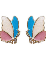 El Regalo 1 Pair Fancy, Cute Enamelled Butterfly Stud Earrings for Girls & Women - Fashion Enamalled Butterfly CZ Hypoallergenic & Nickel Free Earrings for Girls & Women (option-2)