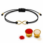 El Regalo 1PC Minimalist Infinity Rakhi for Brother- Simple Infinity Rakhi with Roli Chawal, Rakhi Message Card in Rakhi Gift box for Brother (Gold)