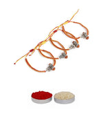 El Regalo 4PCs Rudraksha Trident Rakhi Set for Brothers with Roli Chawal, Message Card in Gift Box- OM, Trishul, Damru Rudraksha Rakhi for Bhai/Brother