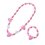 El Regalo Kids/Toddlers/Girls Wooden Beads Handmade Necklace & Bracelet Jewelry Sets (1 Necklace & 1 Bracelet): Kids Princess Jewelry Set (Kitty Pink Jewelry Set)