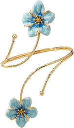 El Regalo Floral Enamel Armlet/Bajuband for Women & Girls - Adjustable Gold-Plated Upper Arm Cuff Bracelet | Bohemian Armlet for Weddings, Festivals & Dance Performances (Blue)