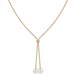 El Regalo Classy Slider Pearl Tie Necklace for Girls & Women- Elegant Drawstring Imitation Pearl Pendant Adjustable Y-Shaped Chain Necklace (Gold)
