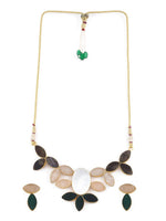El Regalo Semiprecious Stones Choker Necklace & Earrings Jewelry Set for Girls & Women
