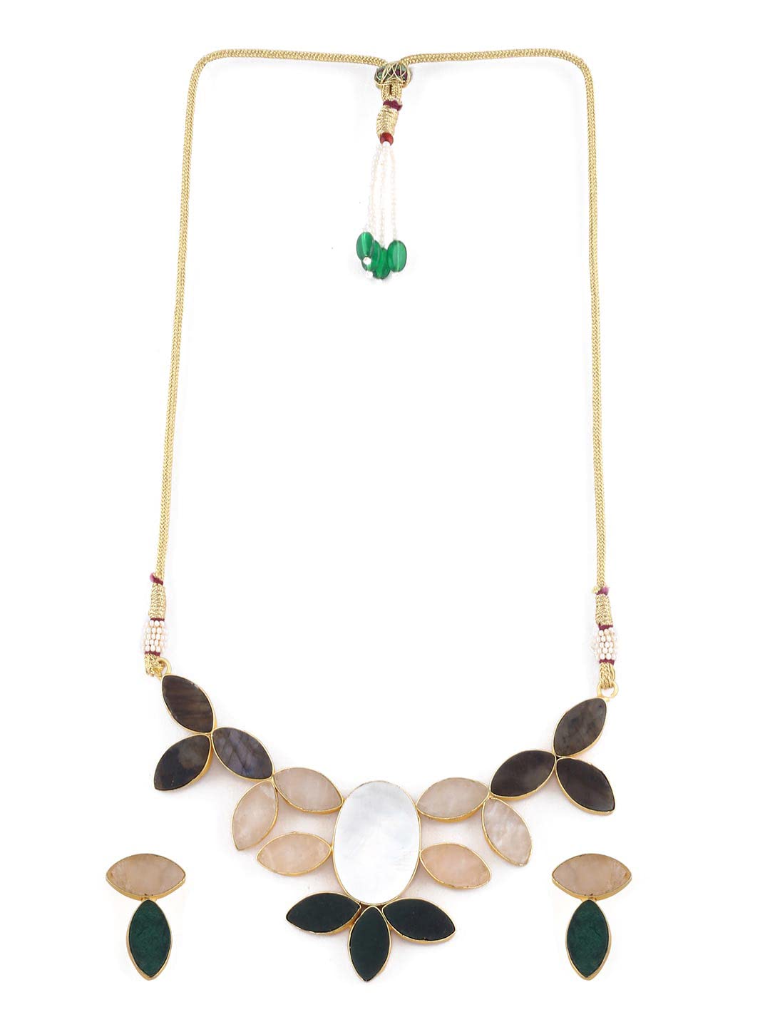 El Regalo Semiprecious Stones Choker Necklace & Earrings Jewelry Set for Girls & Women