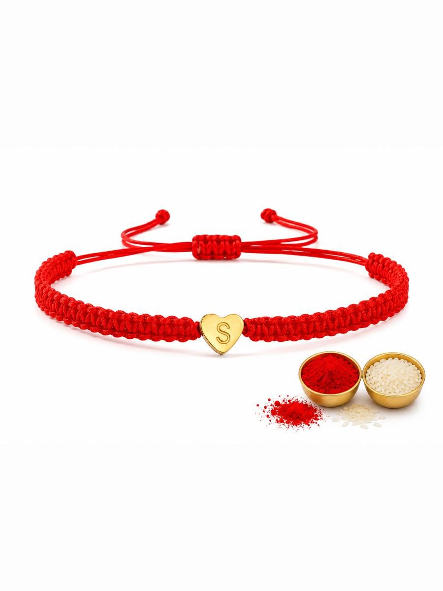 El Regalo Red Ethnic Rakhi Dori Unisex Rakhi-Adults - S letter