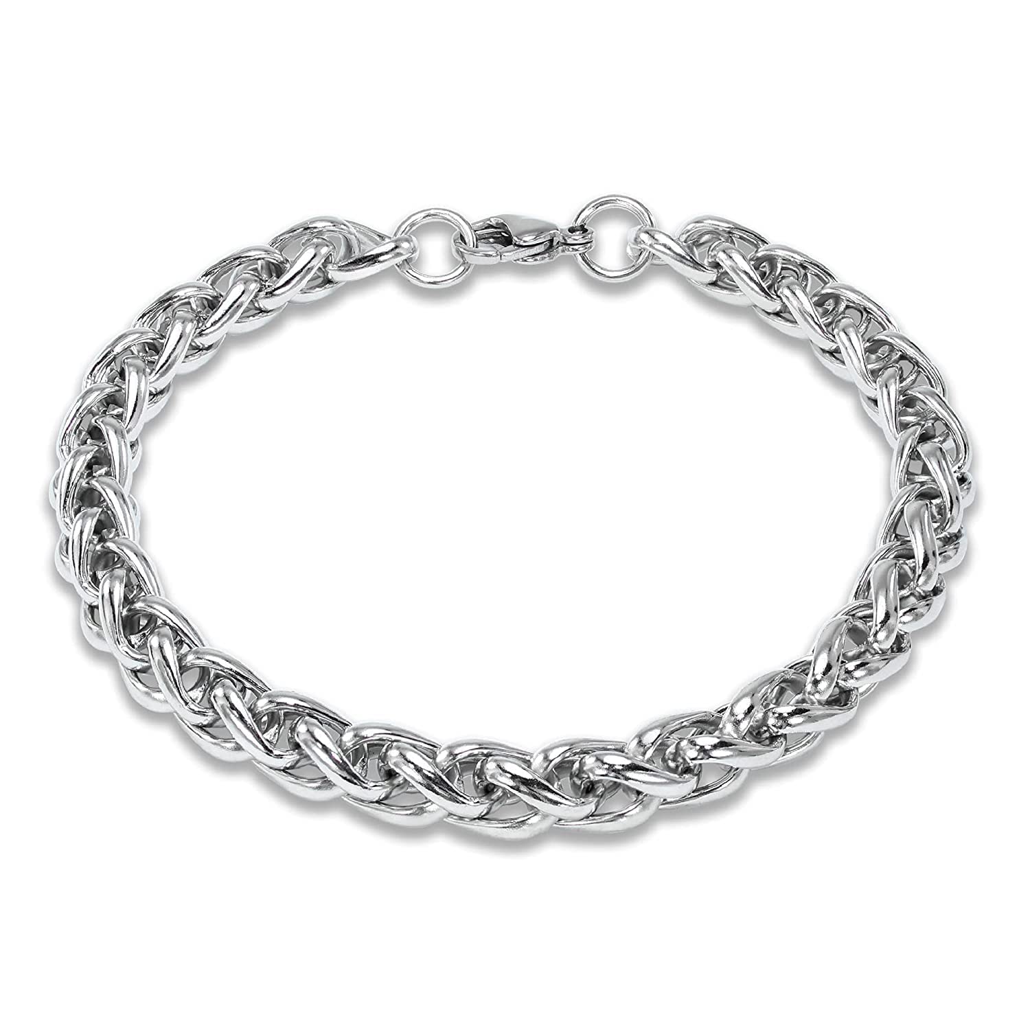 El Regalo Stainless Steel Cuban Chain Bracelet for Men | Jewelry Gift for Him (7mm Textured Width)