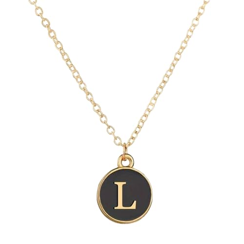 El Regalo Name Initials Personalized Letter Unisex Pendant Necklace- Enameled Name Letter Small Pendant with Stainless Steel Chain (L Letter)