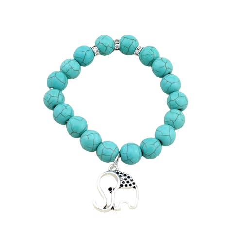 El Regalo Beaded Rope Unisex Bracelet for Girls/Boys/Men/Women Bohemian Jewelry Gift- Turquoise Green Beaded Bracelet Jewlery (Elephant)