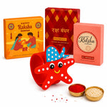 El Regalo Cute Slap Band Bracelet Rakhi for Kids Boys & Little Brother | Fun Quirky Silicone Slap Wristband Rakhi for Toddlers & Children with Roli Chawal Pack and Gift Box (Star Fish)