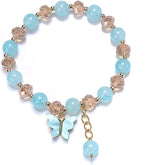 El Regalo 1 PC Butterfly Sparkly Crystal Beads Tassel Bracelet With Cute Enamel Butterfly Charms for Girls/Teens/Women (Blue)