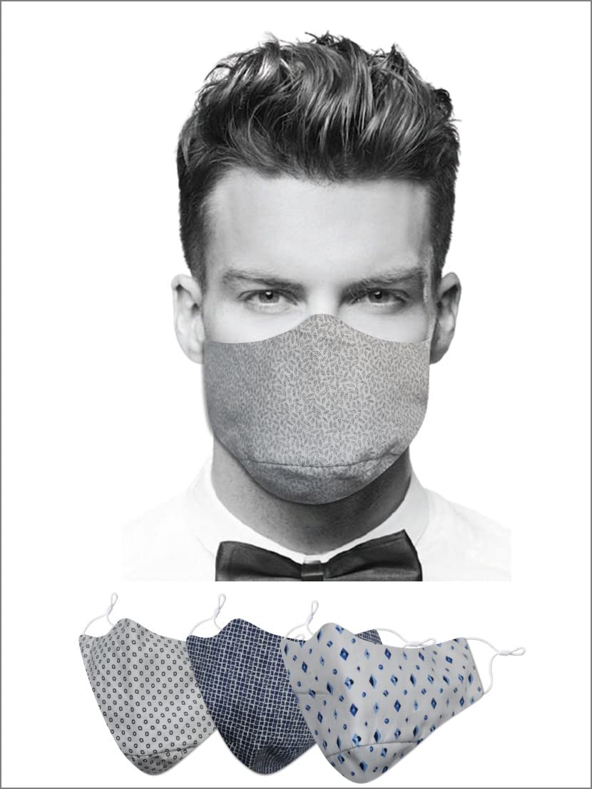 El Regalo (3 PCs Set XL/XXL Size Unisex Cotton Face Masks | India's First Extra Large Size Executive Cotton Reusable, Breathable, Washable & Adjustable Face Masks (Executive Prints Face Masks)