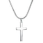 ORAZIO 3MM Stainless Steel Chain Cross Pendant Necklace for Men Silver Tone 30 Inches