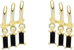 El Regalo Women's & Girl's Western Triple Ear Crawler Earrings- Triple Dangling Baguette Stone Earring- Exquisite Zircon Multilayer Earrings (Golden Black)