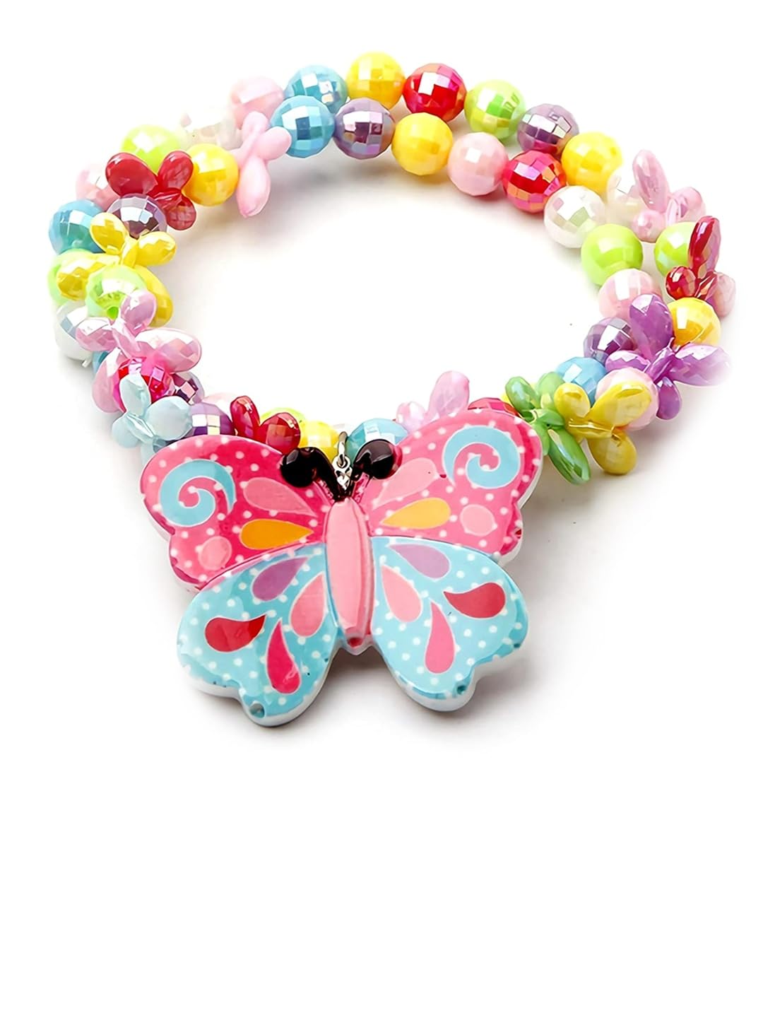 EL REGALO Kids Girls Pink & Red Butterfly & Floral Jewellery Set