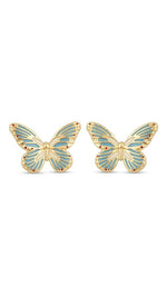 El Regalo 1Pair Stainless Steel Anti-Tarnish Pink Enamel Earrings for Girls & Women | Trendy & Cute Leaf, Bow, Ribbon, Strawberry & Butterfly Stud Earrings (Butterfly)