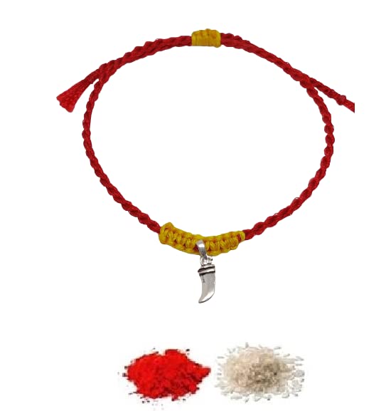 El Regalo 925 Sterling Silver OM/Trident Rakhis for Brother/Nephew/Niece - Real Silver OM Rakhi for Babies/Kids/Men (Chaku Silver Rakhi)