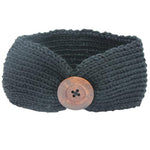 El Regalo Baby Woolen Knitting Infant Button Headbands Turban Head Wrap Knotted Hair Band for Girls & Boys (Black)