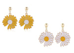 El Regalo 2 Pairs Daisy Flower Earrings for Girls & Women- Cute Yellow & White Flower/Floral Earrings