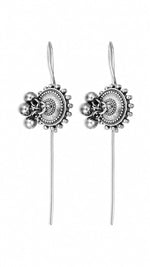 El Regalo Oxidized German Silver Needle Ear Wrap Earrings- Quirky Fashions Pin Bugadi Earrings (Geometric)