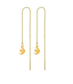 El Regalo Cute & Tiny Moon Stars Needle Threader Earrings for Girls & Women- Tassel Long Chain Threader Earring Set for Women Teen Girls