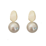 EL Regalo 1 Pair Glossy Pearl Stud Earrings for Girls & Women- Pearl Statement Earrings (White)