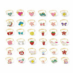 El Regalo 36 Pcs Adjustable Enamel Kids Rings - Unicorn, Rainbow, Strawberry, Flowers & More | No-Duplicate Dress-Up Jewelry Box for 4-12 Year Old Girls - Birthday, Christmas, Valentines