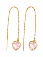 El Regalo Gorgeous Faceted Crystal Drop Threader Earrings for Girls & Women- Fancy, Delicate Sui Dhaga Threader Earrings (Pink)