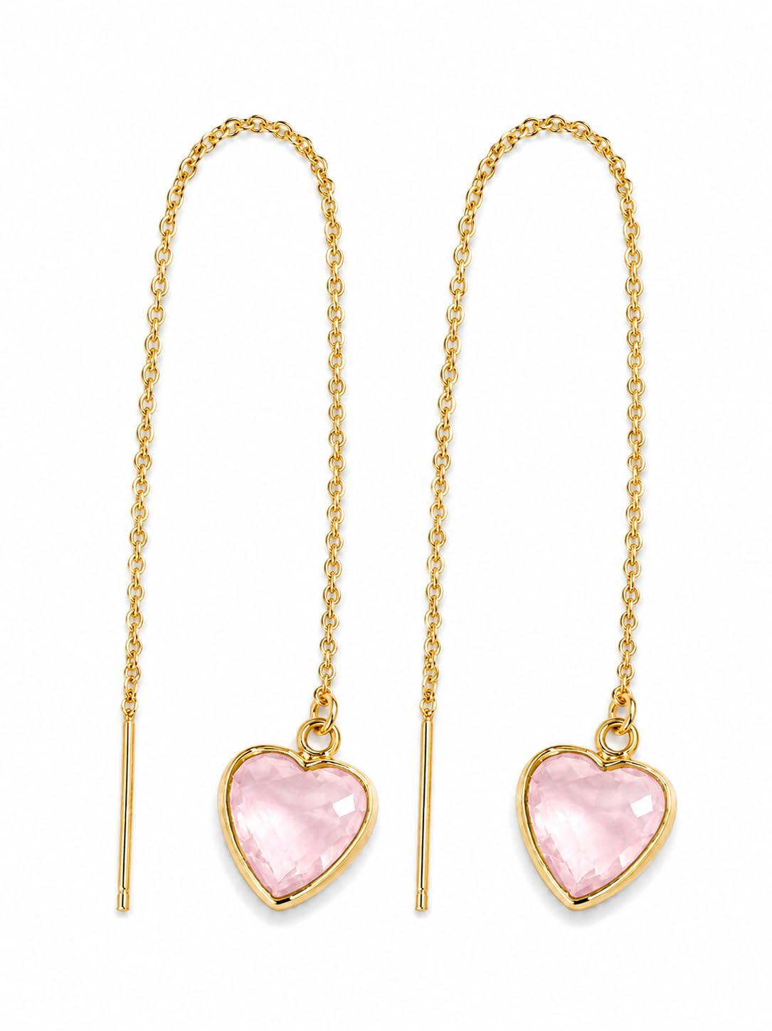 El Regalo Gorgeous Faceted Crystal Drop Threader Earrings for Girls & Women- Fancy, Delicate Sui Dhaga Threader Earrings (Pink)