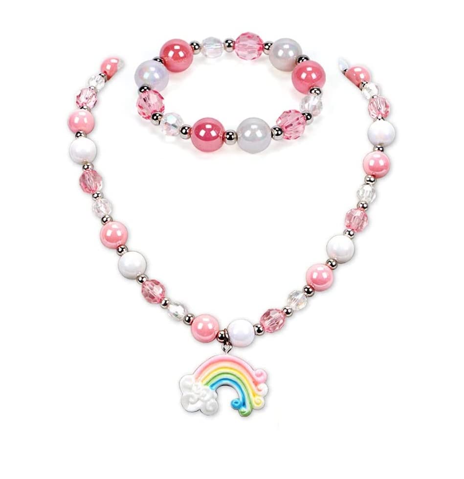 El Regalo 2 PCs Kids Girls Colorful Jewelry Sets - Kids Candy Color Unicorn, Mermaid, Rainbow themes based Necklace & Bracelets Sets for Girls & Toddlers (Rainbow Jewelry Set)