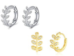 El Regalo Stainless Steel Tiny & Cute Leaves Hoop Earrings for Kids/Girls/Women- Anti-Tarnish/Waterproof Leaves Pattern Small Hoop Earrings (Gold & Silver)