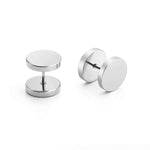 El Regalo Surgical Stainless Steel Dumbbell Barbell Unisex Stud Earrings for Girls/Boys/Men/Women- 8mm, Screw Helix Tragus Piercing Allergy Free Stud Earrings (Silver)