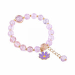 El Regalo 1 PC Dailsy Flower Sparkly Crystal Beads Tassel Bracelet for Girls/Teens/Women- Cute Crackle Beads Daisy Flower Stretch Bracelet (Purple)