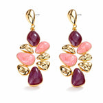 El Regalo Boho Statement Dangle Earrings for Women | Multicolor Resin Stone Drop Earrings | Party, Wedding, Festive & Casual Fashion Jewellery | Light Long Earrings (Red)
