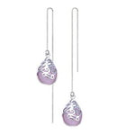 El Regalo Modern Opal Cat's Eye Drop Threader Earrings for Girls & Women - Perfect Valentines Day Gift for Her (Pink Threader)