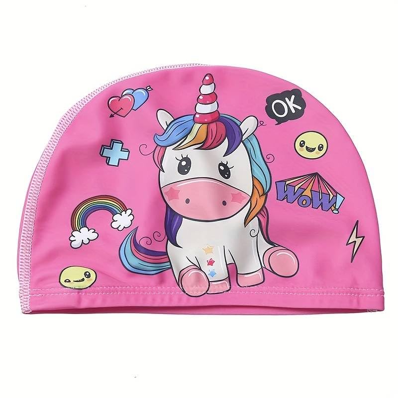 El Regalo 1PC Cute Cartoons/Animal Printed Kids/Babies Swimming Cap (1-6 Years Old) Comfortable Breathable Polyester Fabric Swimming Caps (Not Waterproof) (Pony Swimming Cap)