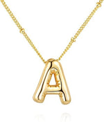 El Regalo Stainless Steel Bubble Letter- Balloon Initial Necklaces for Women Girls/Dainty Alphabet Pendant 14K Gold Plated Puffy Name Personalized Jewelry Gift (A Gold)