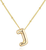 El Regalo Stainless Steel Bubble Letter- Balloon Initial Necklaces for Women Girls/Dainty Alphabet Pendant 14K Gold Plated Puffy Name Personalized Jewelry Gift (J Gold)