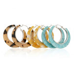 El Regalo 3 Pairs Acrylic Hoop Earrings for Women & Girls - Lightweight Colorful Resin Hoops Set - Boho Fashion Jewelry for Western & Casual Wear - Pack of 3 (Geometric C-Shape) (Option-1)