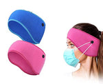 El Regalo 2PCs Winter Ear Warmer Headband with Buttons for Masks- Elastic Headband Winter Headband Full Cover Ear Muff Headband for Yoga Outdoor Sports Activities for Men & Women (Pink & Blue)