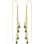 El Regalo Modern Threader Earrings for Women | Long Chain Dangler Earrings with Crystal & Stone Drops | Western Tassel Earrings for Girls | Party Sui Dhaga Thread Earrings (Green Threader)