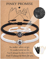 El Regalo Unisex-Adult 2Pcs I Love You 100 Languages Matching Couple Bracelets Set - Pinky Promise Valentines Day Gift (Pinky Promise)