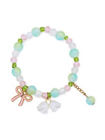 El Regalo Exquisite Lily Flower & Blow Glass Beads Bracelet - Cute Lily Of The Valley Flower Beaded Bracelet, Transparent Gradient Beaded Bow Bracelet For Teen Girls (Gradient Green)