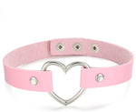 El Regalo Vintage PU Leather Love Heart Choker Necklace for Girls/Women- Western Gothic Punk Collar Choker Necklace (Pink)